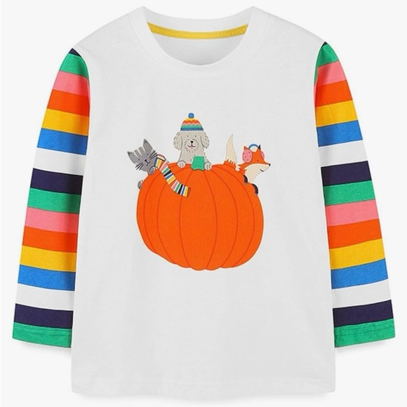 Littlespring Other - 🍁LittleSpring Halloween Top with striped sleeves NWT size 3/4T Unisex